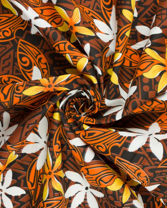 Polynesian fabric TIARE Brown - Tissushop